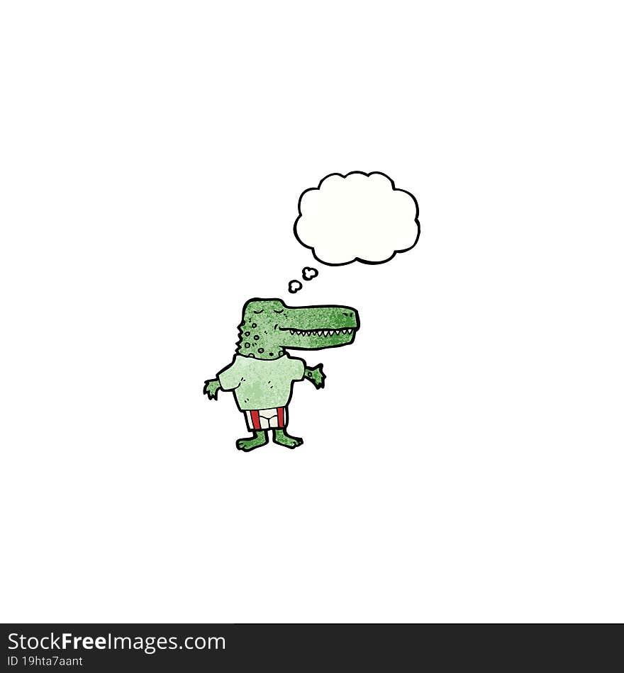 cartoon crocodile with thought bubble