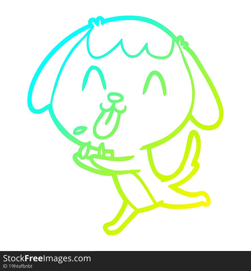 Cold Gradient Line Drawing Cute Cartoon Dog