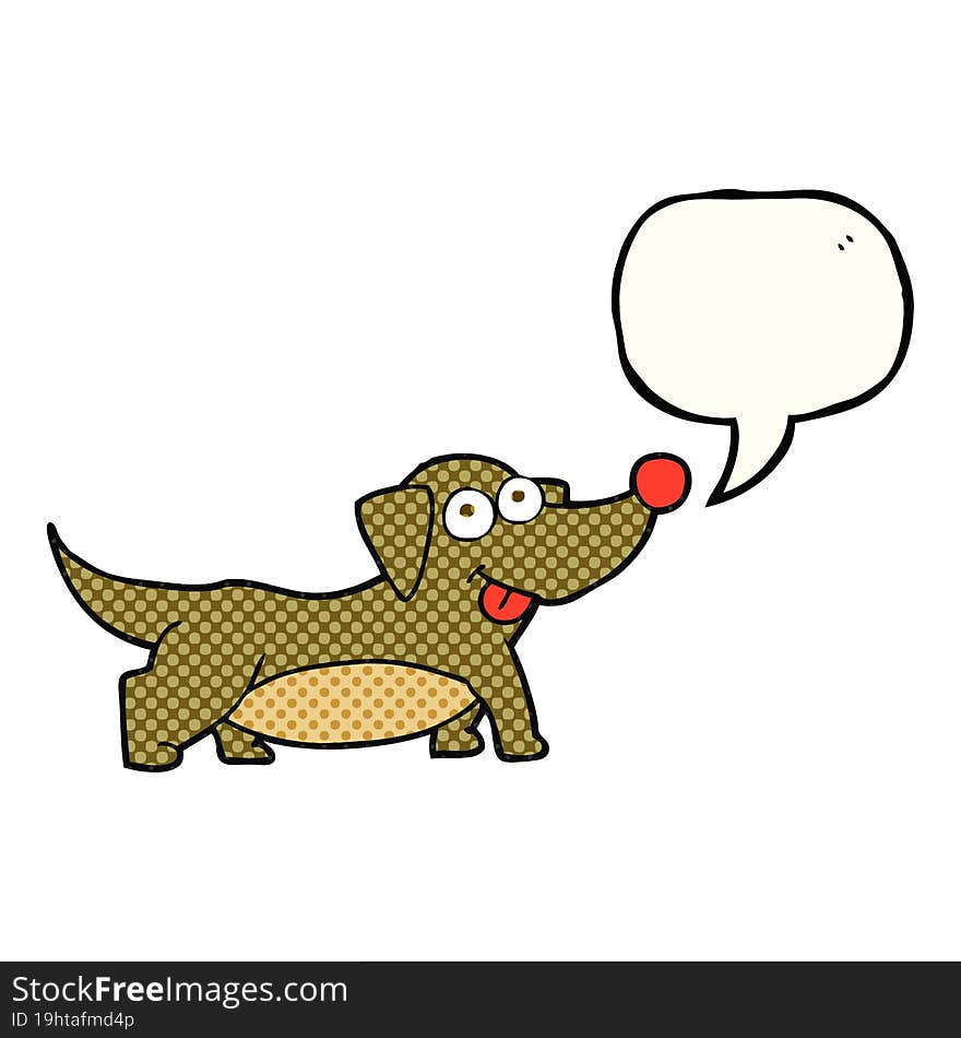 freehand drawn comic book speech bubble cartoon happy little dog