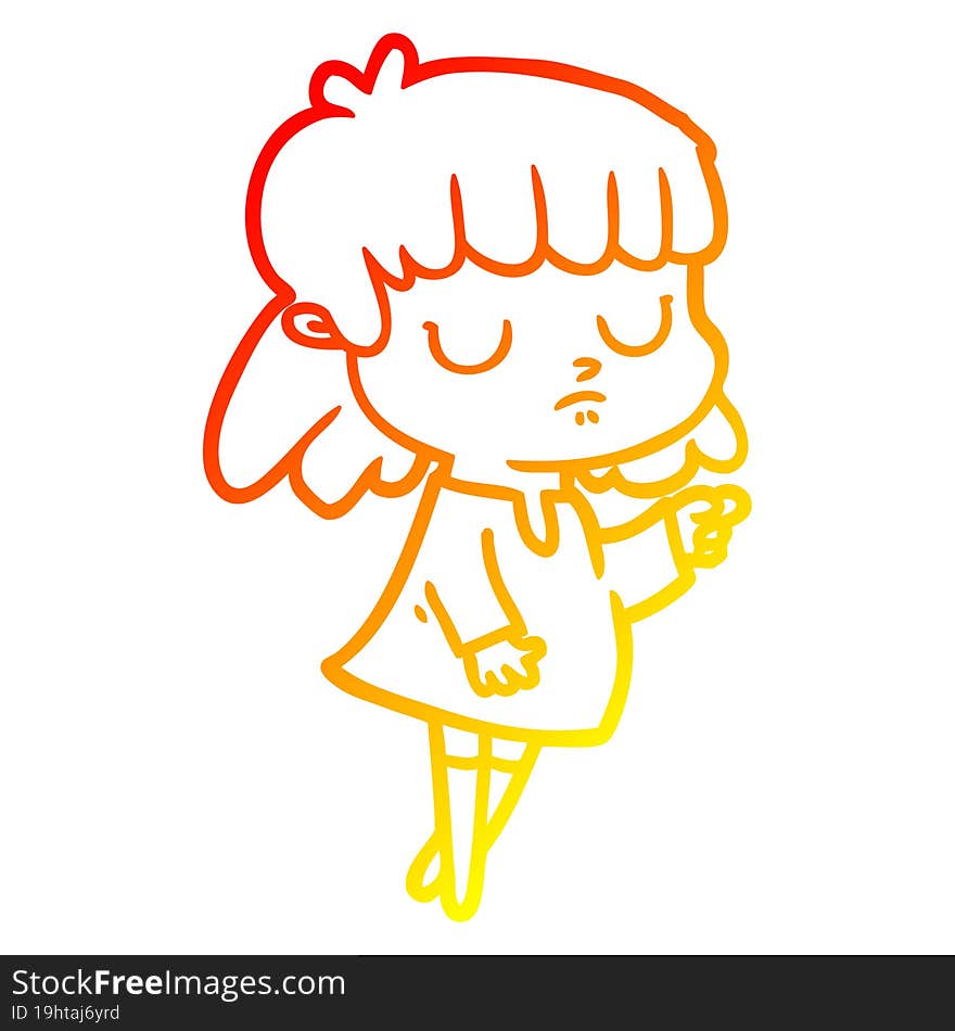 warm gradient line drawing cartoon indifferent woman