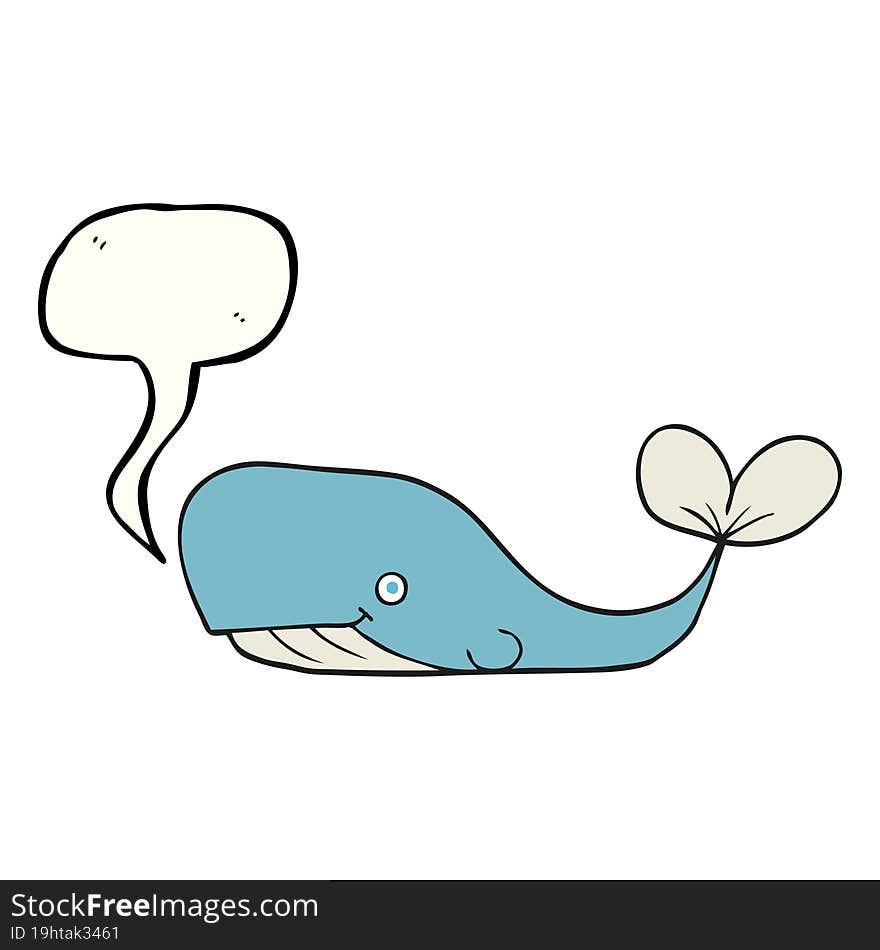 freehand drawn speech bubble cartoon whale