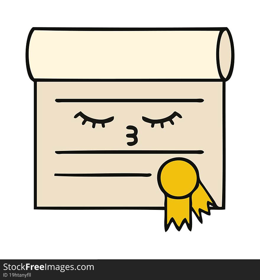 cute cartoon of a certificate. cute cartoon of a certificate