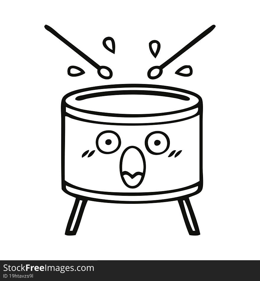 line drawing cartoon drum