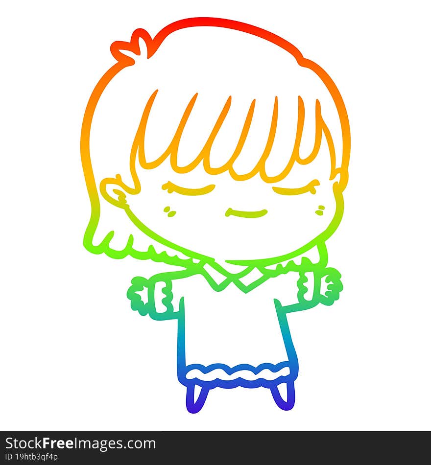 rainbow gradient line drawing of a cartoon woman