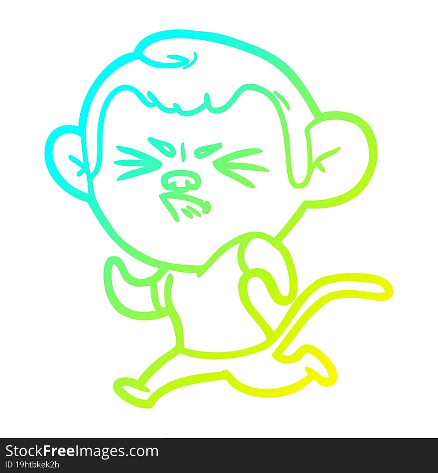 cold gradient line drawing cartoon annoyed monkey