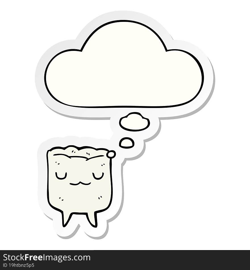 cartoon tooth and thought bubble as a printed sticker