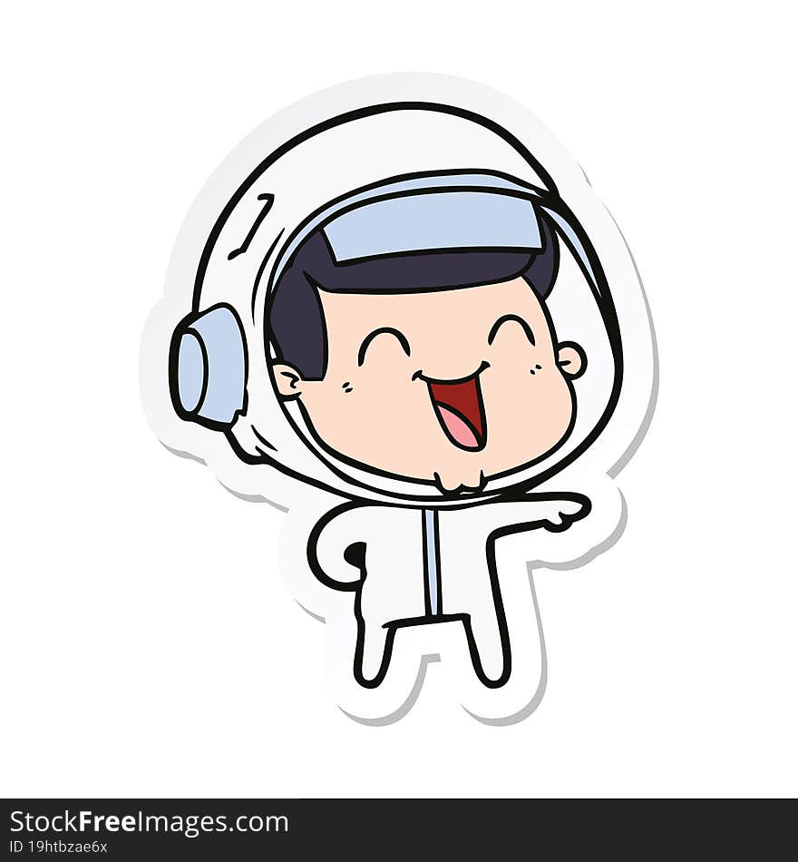 sticker of a happy cartoon astronaut