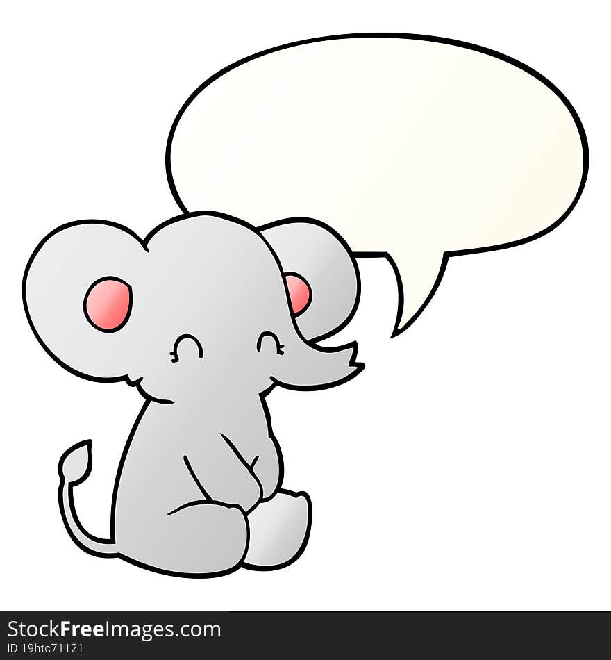 cute cartoon elephant and speech bubble in smooth gradient style