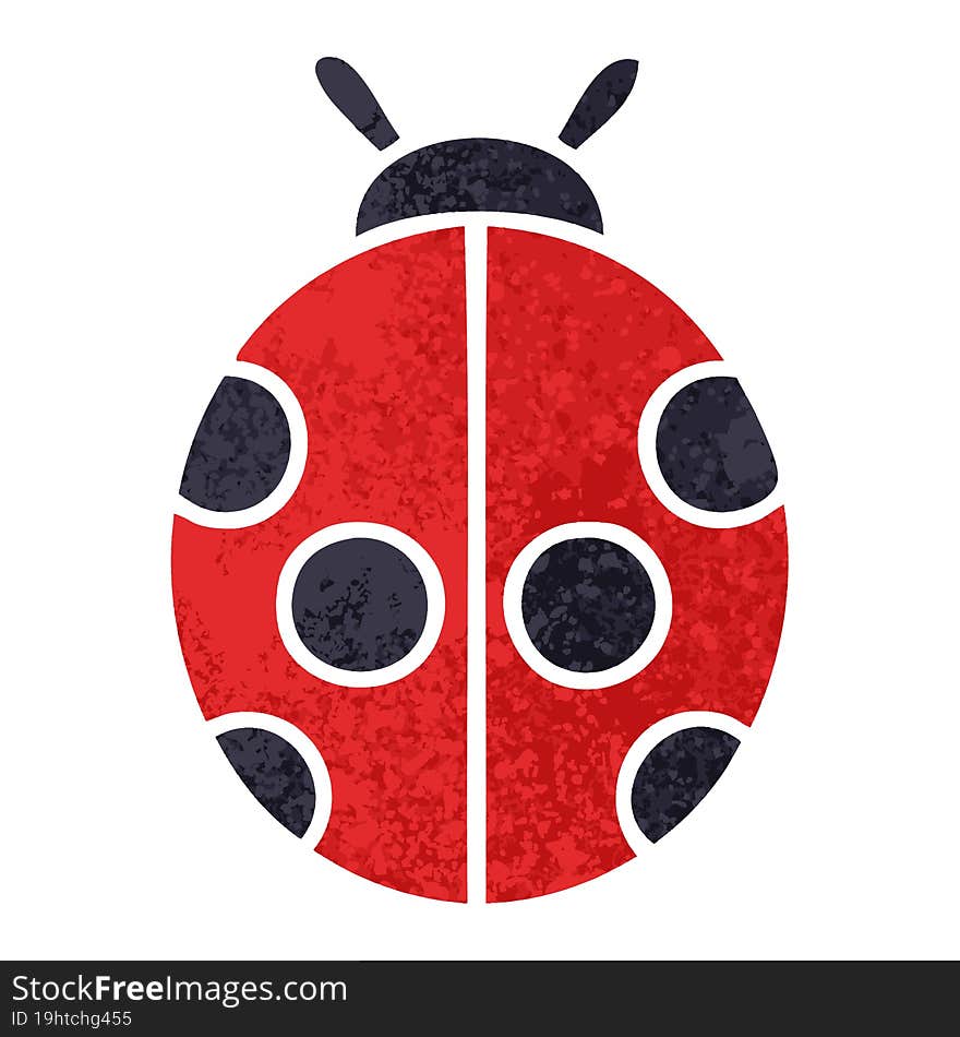 retro illustration style cartoon lady bug