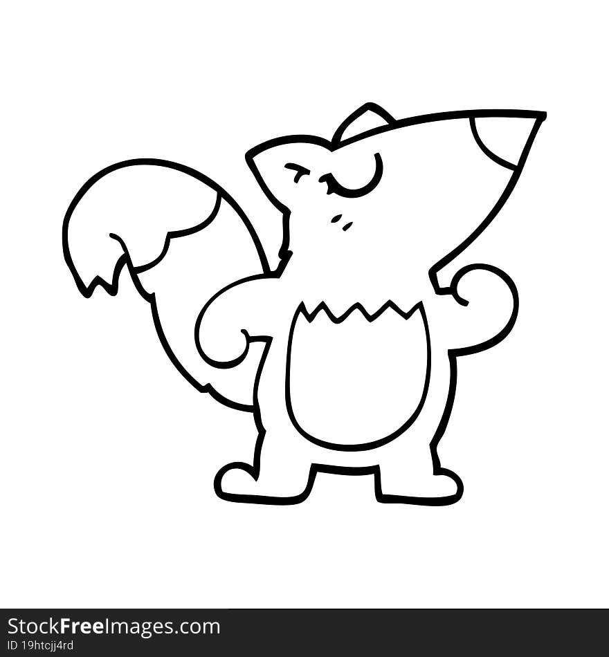 line drawing cartoon confident squirrel