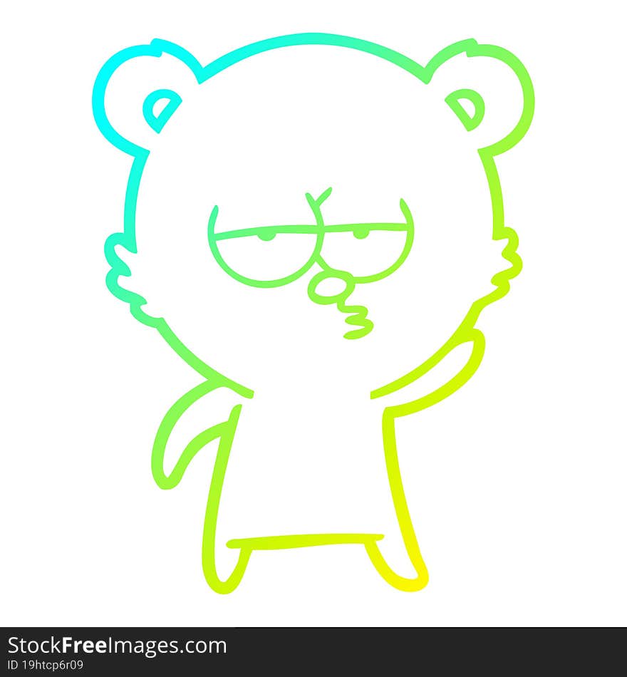 cold gradient line drawing bored polar bear cartoon