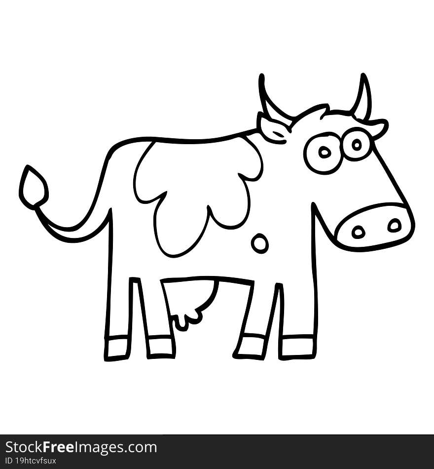 line drawing cartoon farm cow