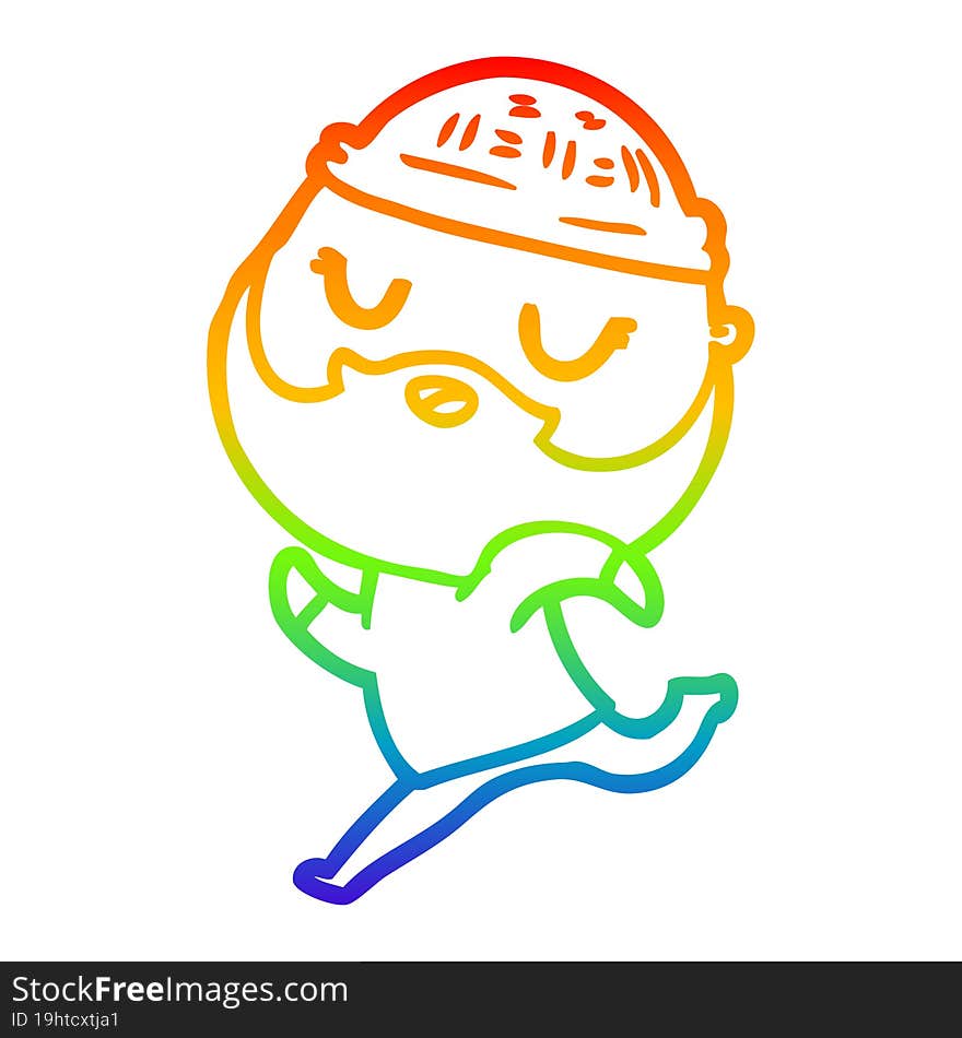 rainbow gradient line drawing cartoon man with beard