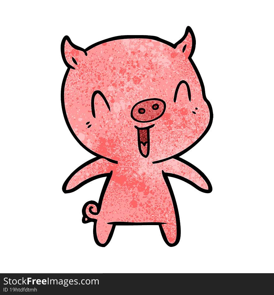 happy cartoon pig. happy cartoon pig