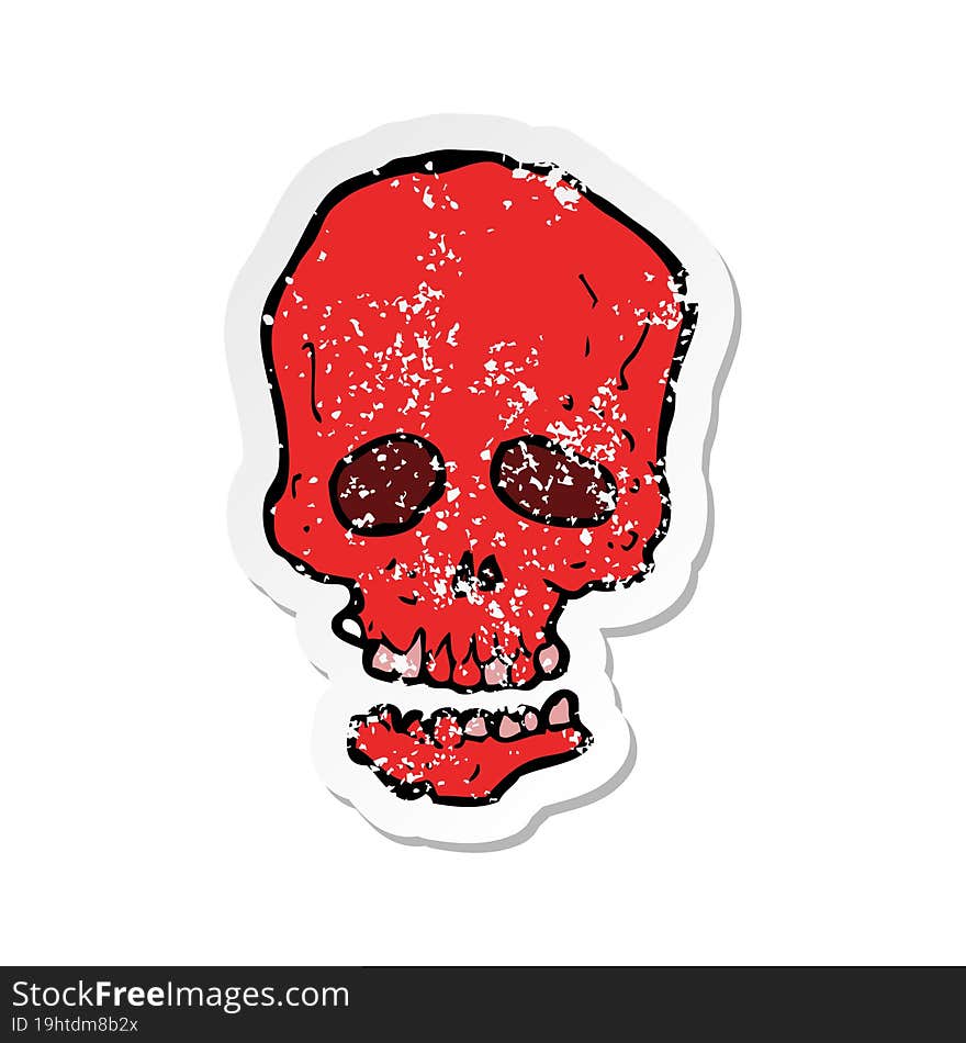 retro distressed sticker of a cartoon skull