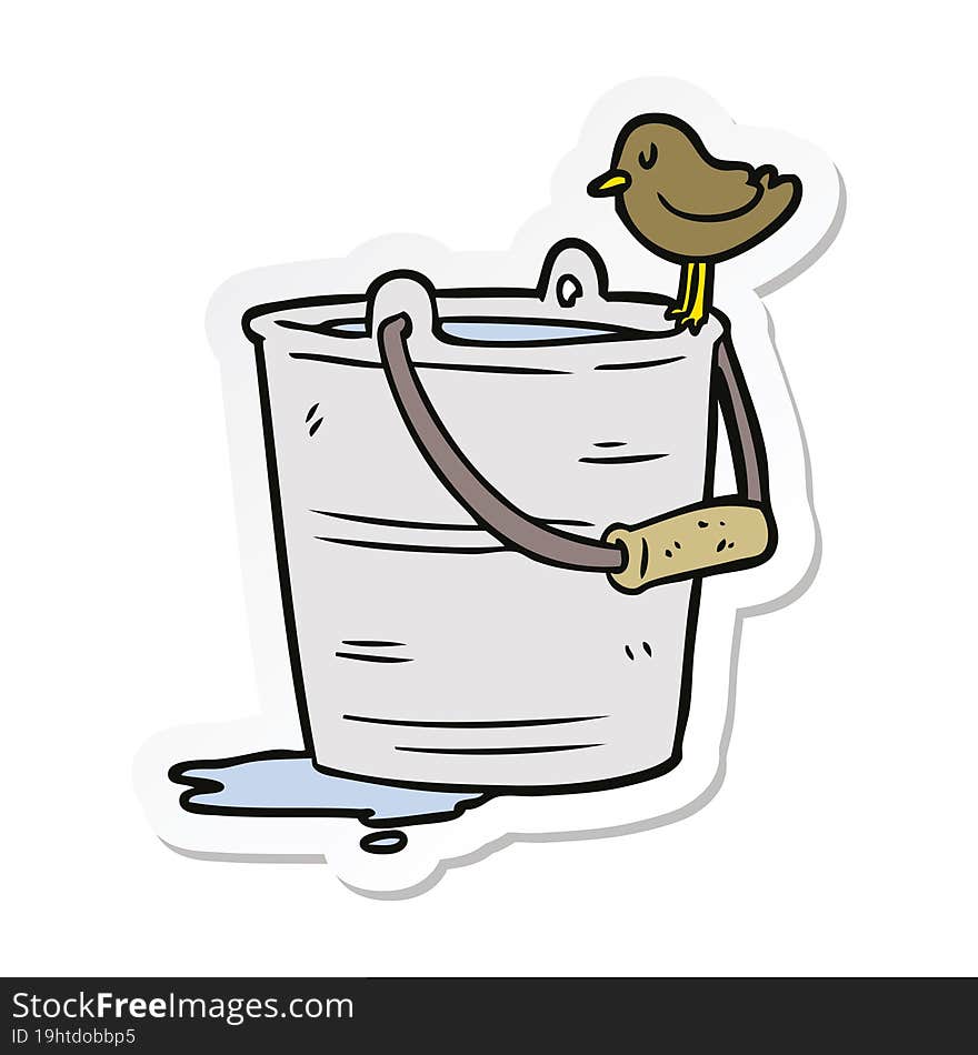 sticker of a cartoon bucket of water