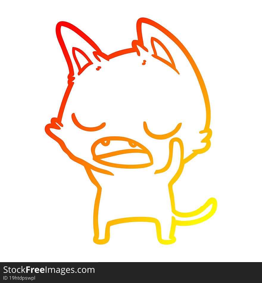 warm gradient line drawing talking cat cartoon