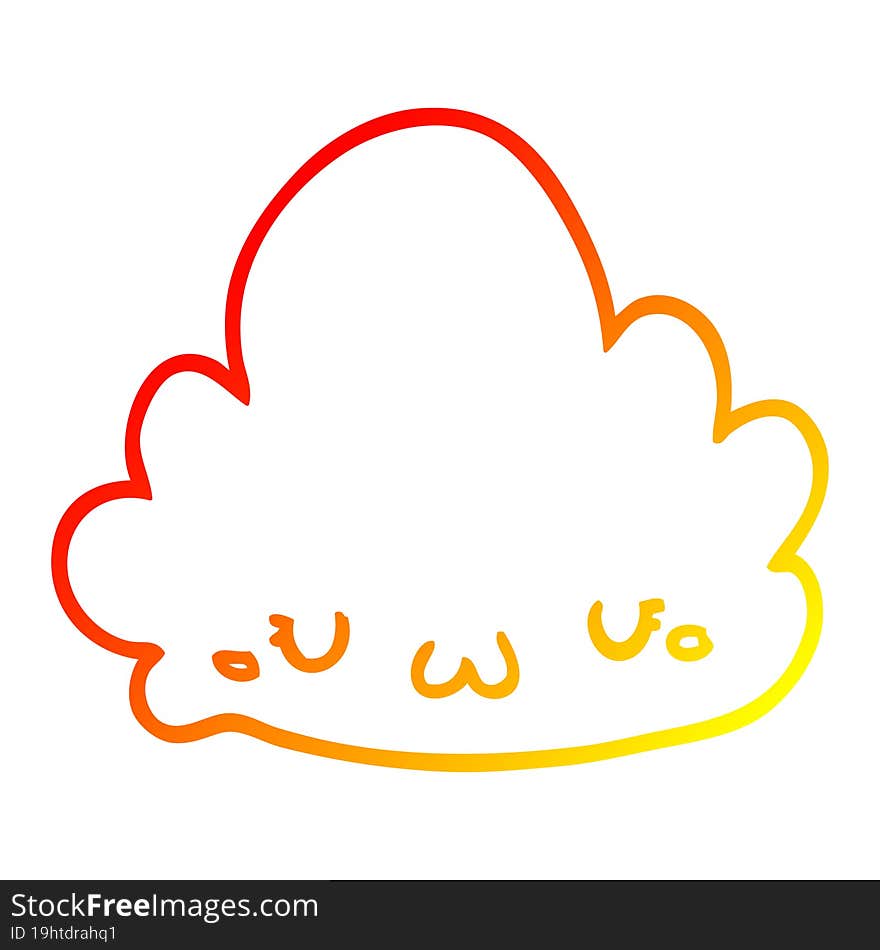 warm gradient line drawing cute cartoon cloud