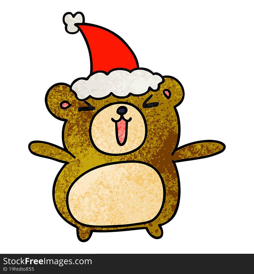 christmas textured cartoon of kawaii bear