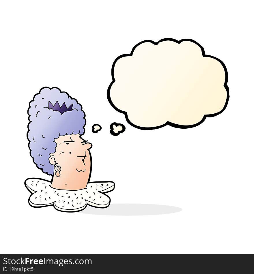 cartoon queen\'s head with thought bubble