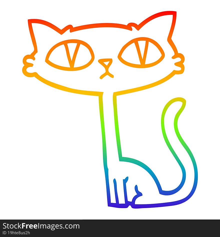 rainbow gradient line drawing cartoon halloween black cat