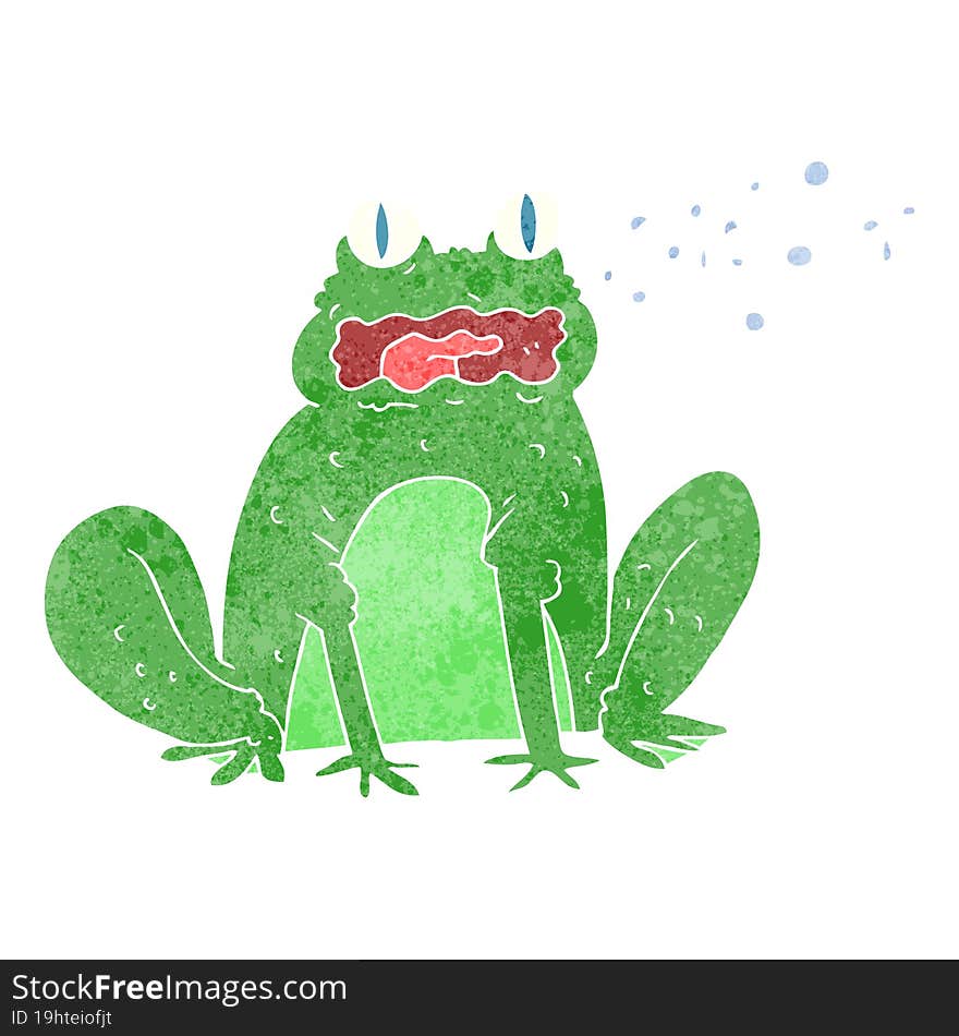 retro cartoon burping frog