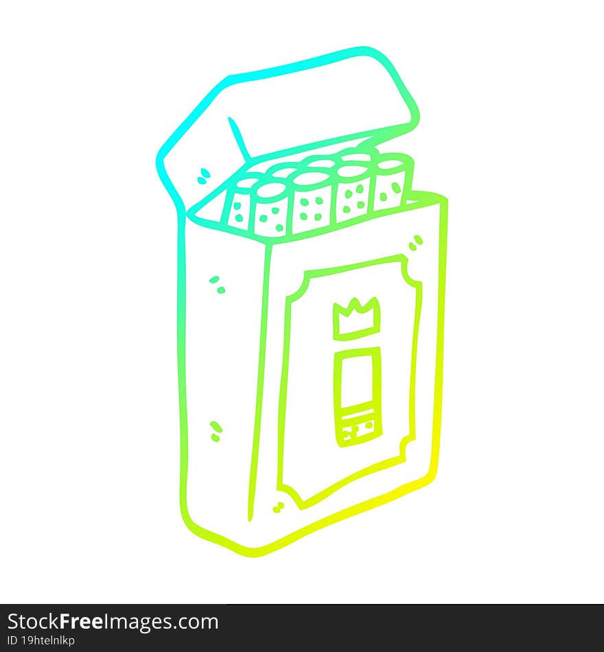 cold gradient line drawing of a cartoon pack of cigarettes