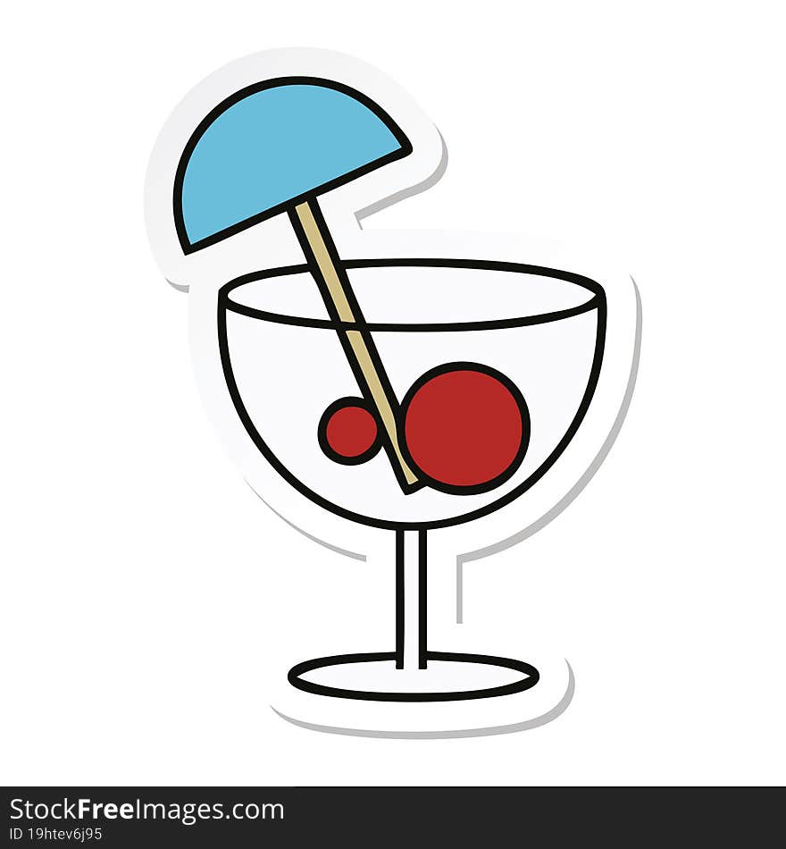 sticker of a cute cartoon fancy cocktail