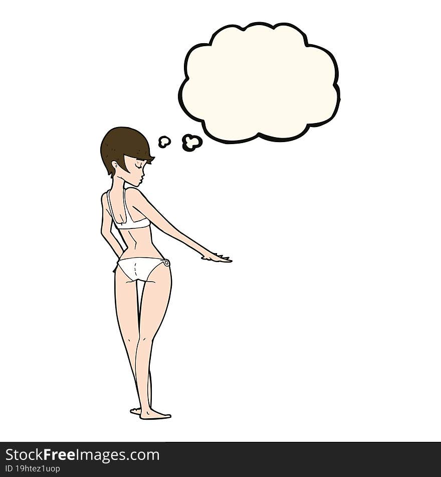 Cartoon Woman In Bikini With Thought Bubble