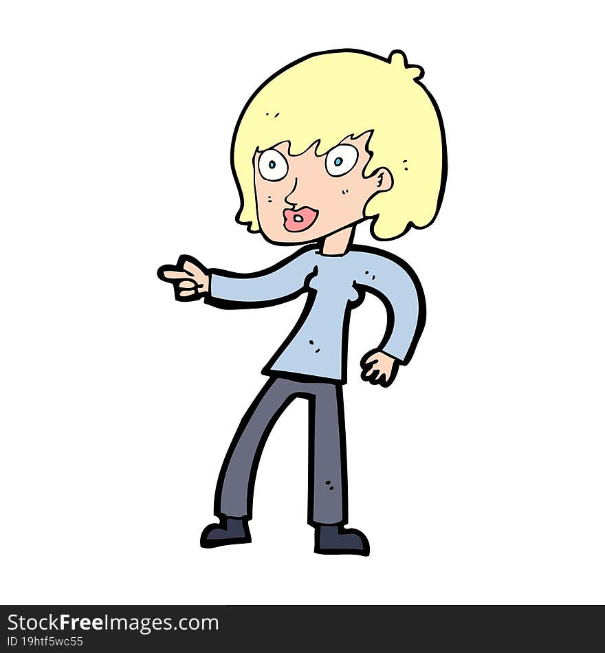 cartoon woman pointing