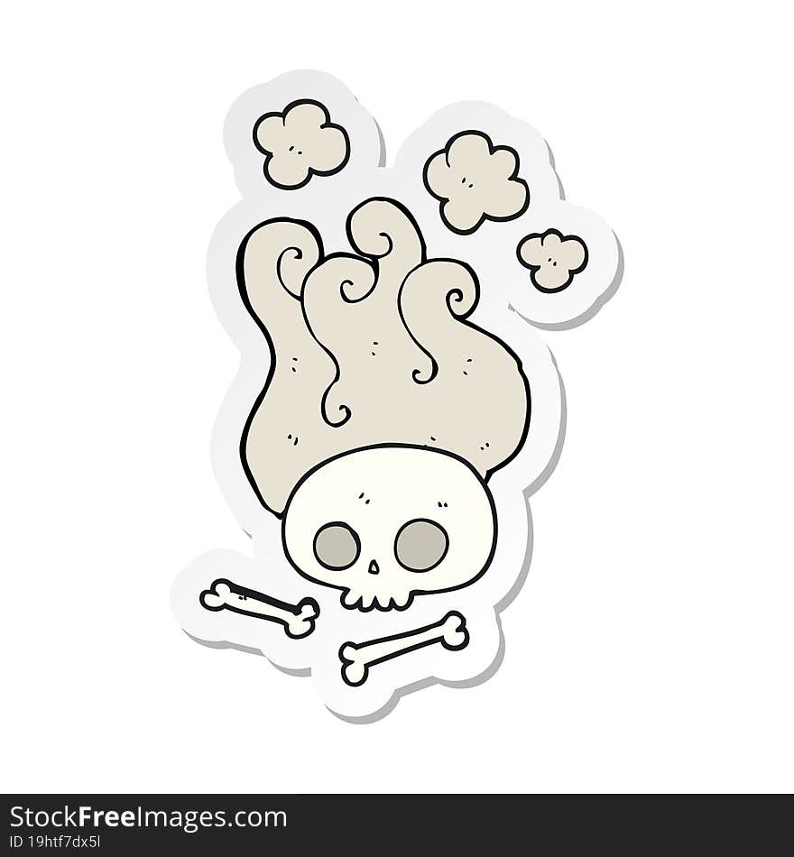 sticker of a cartoon skull and bones