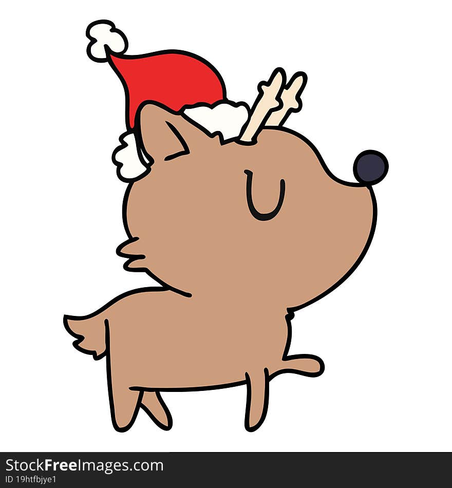 christmas cartoon of kawaii deer