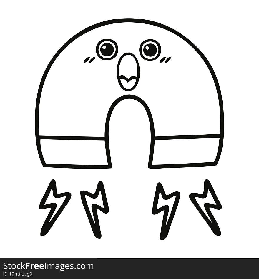 line drawing cartoon of a magnet. line drawing cartoon of a magnet