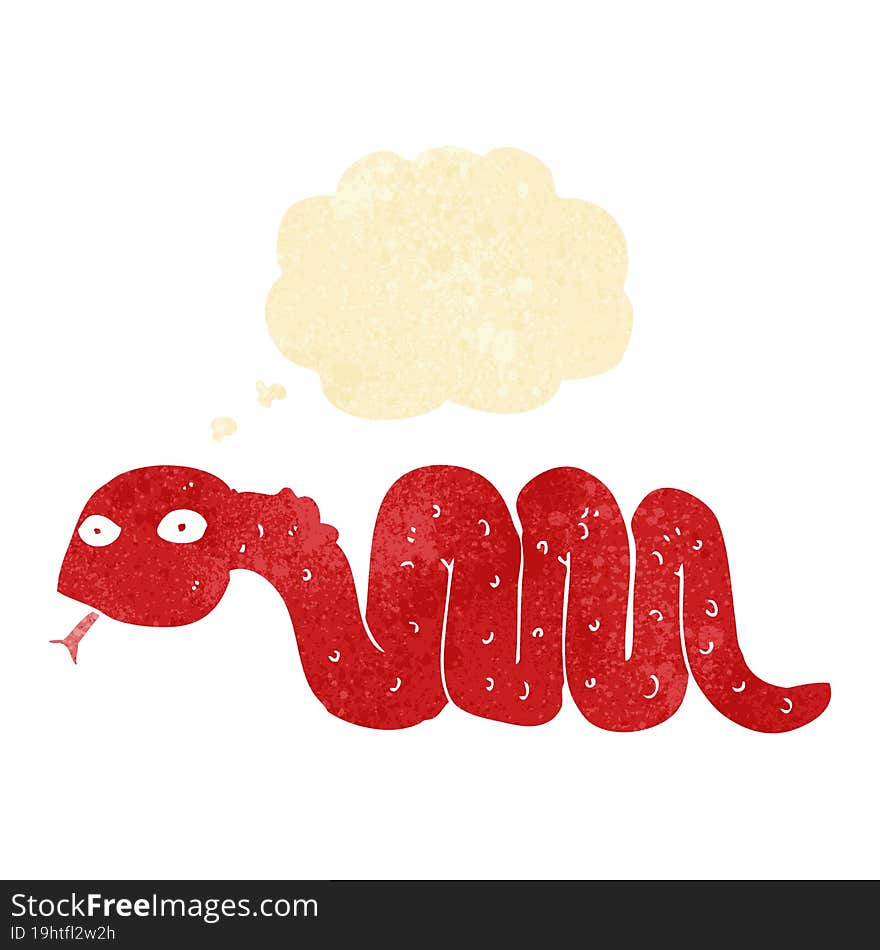 funny cartoon snake with thought bubble