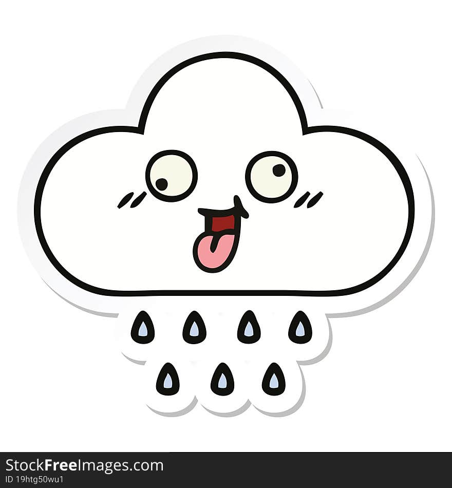 sticker of a cute cartoon rain cloud