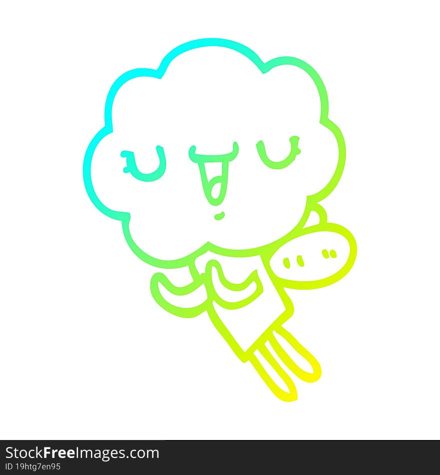 cold gradient line drawing cute cartoon cloud head creature