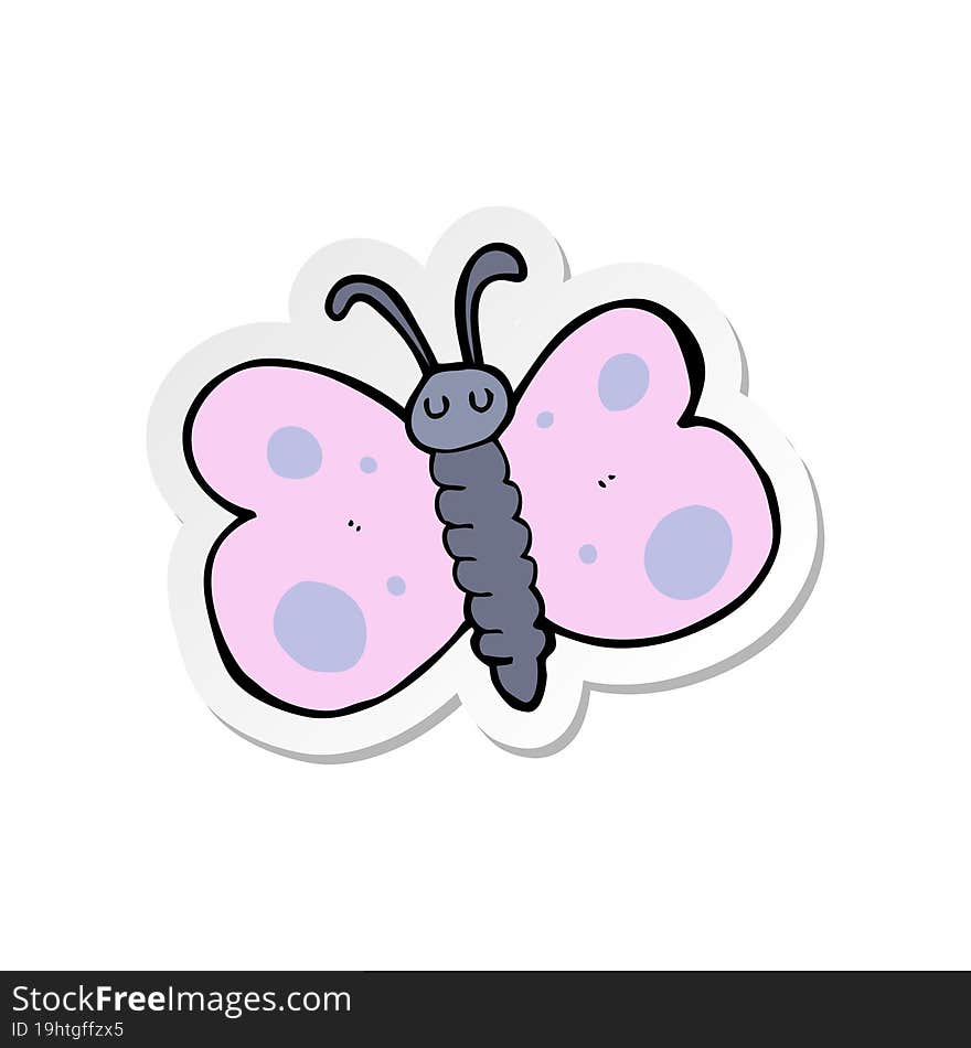 sticker of a cartoon butterfly