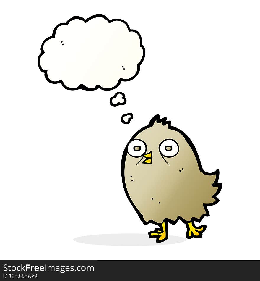 Funny Cartoon Bird With Thought Bubble