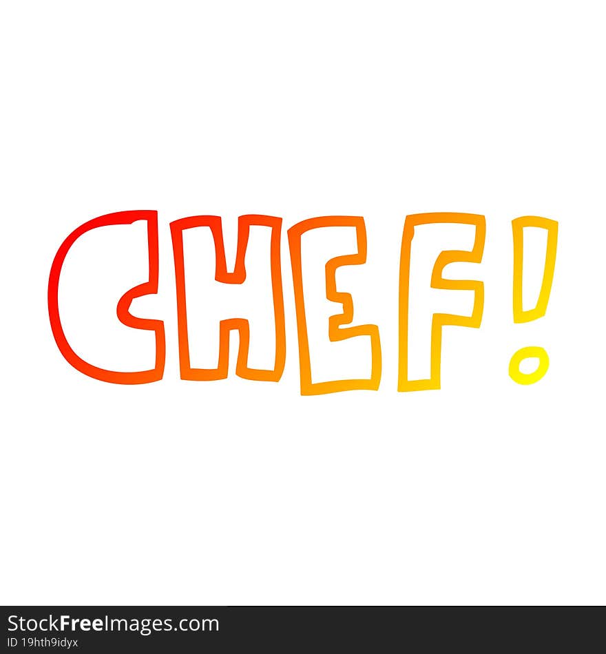 warm gradient line drawing cartoon word chef