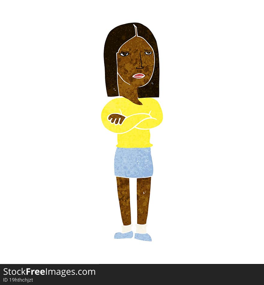 cartoon woman with folded arms