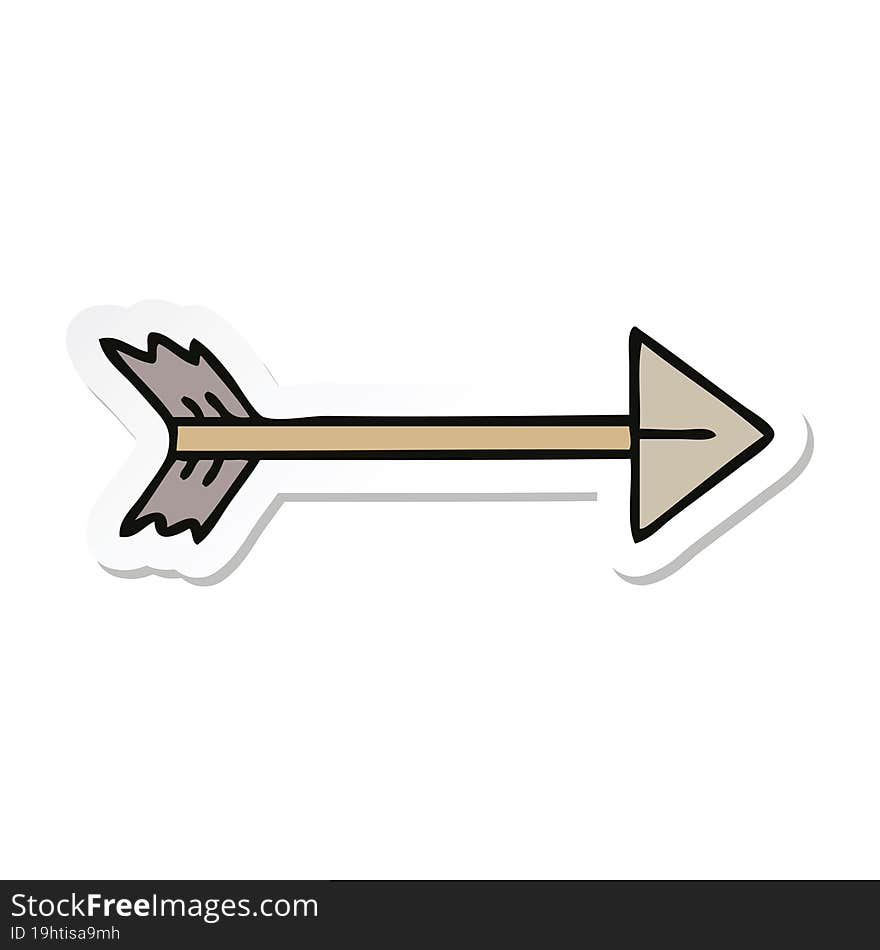 sticker of a quirky hand drawn cartoon arrow