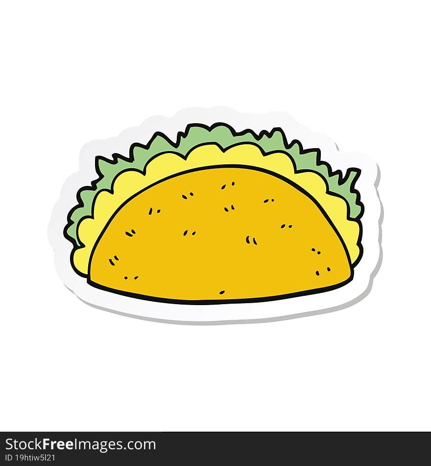 sticker of a cartoon taco