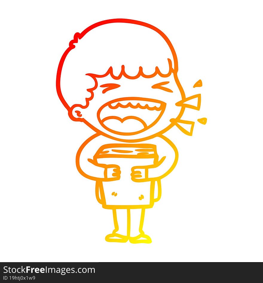 warm gradient line drawing of a cartoon laughing man