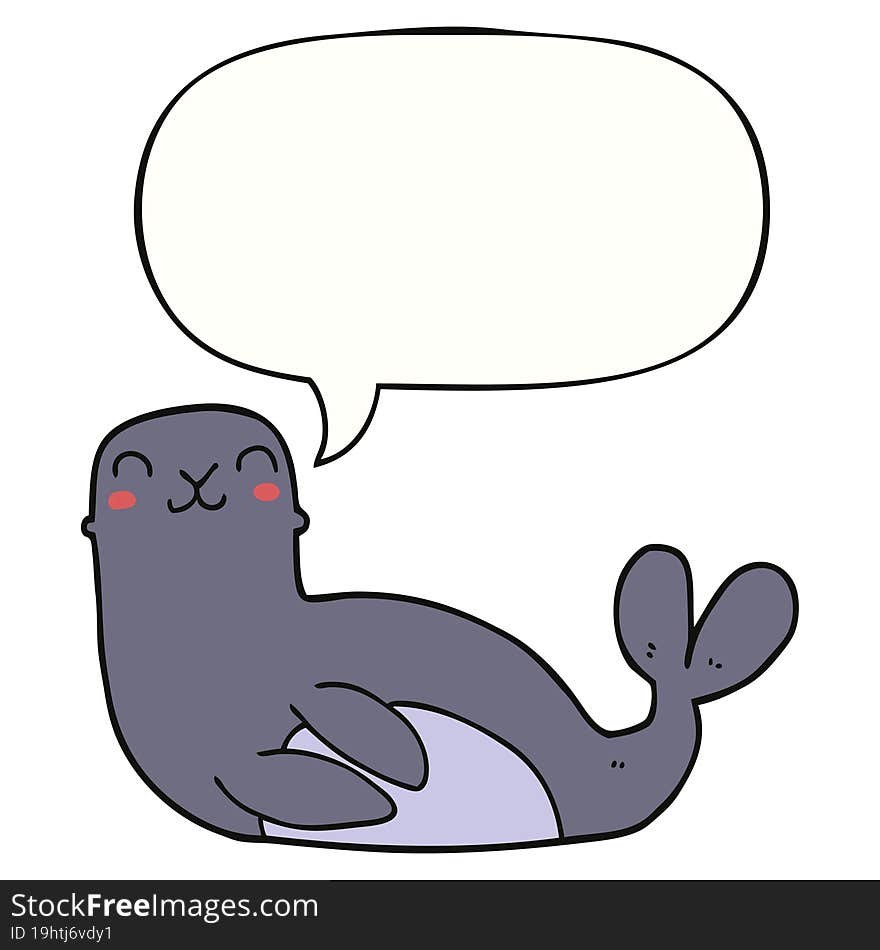 cartoon seal and speech bubble