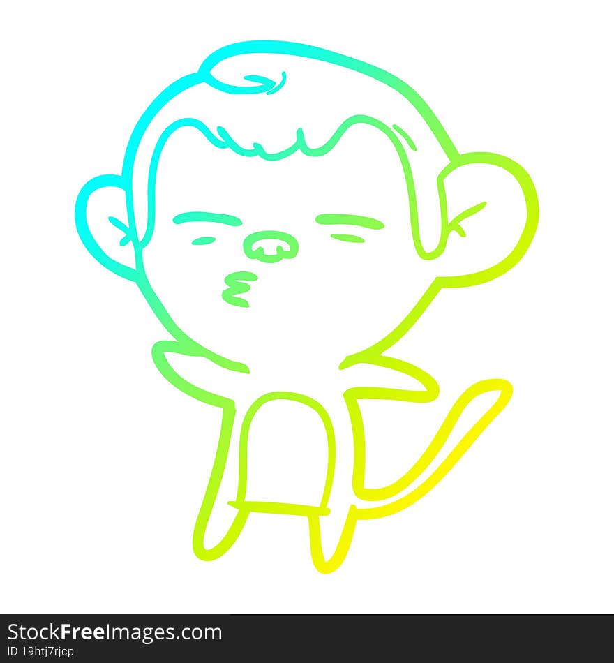 cold gradient line drawing cartoon suspicious monkey