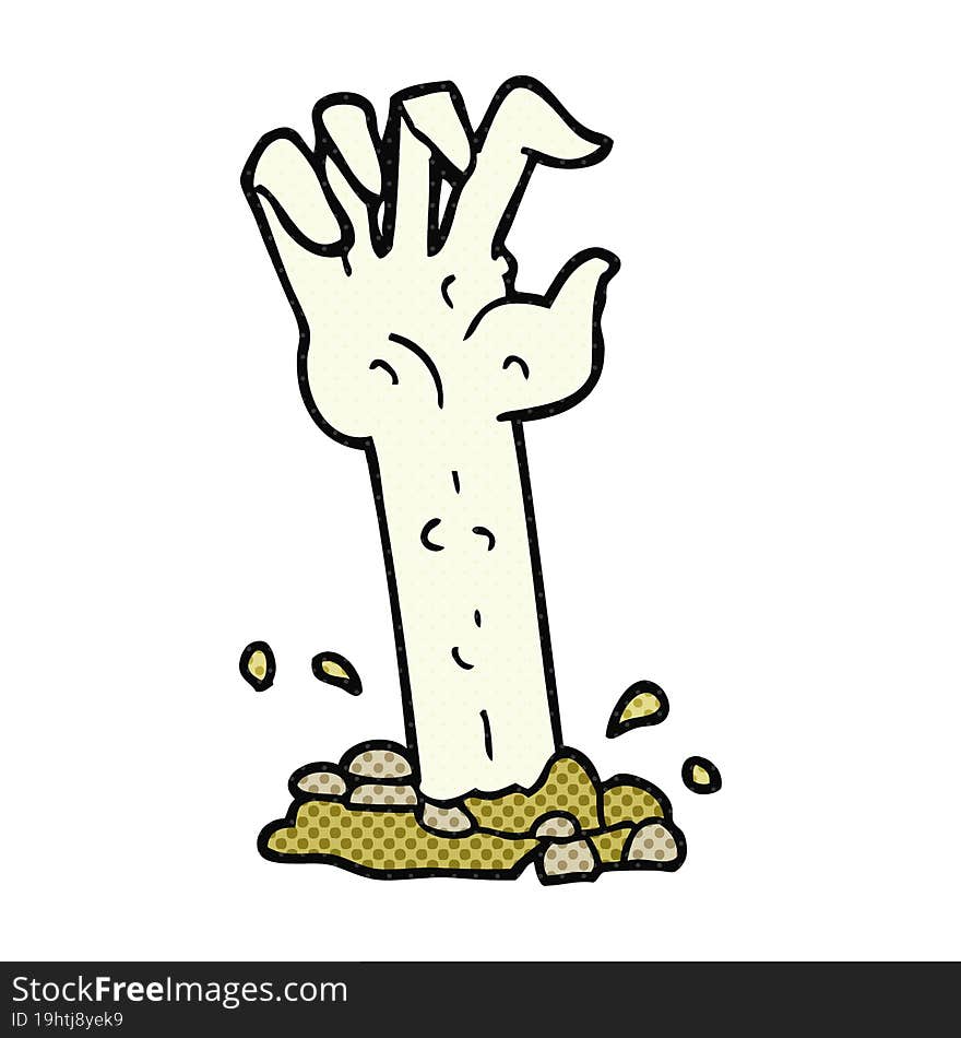 cartoon zombie hand rising from ground