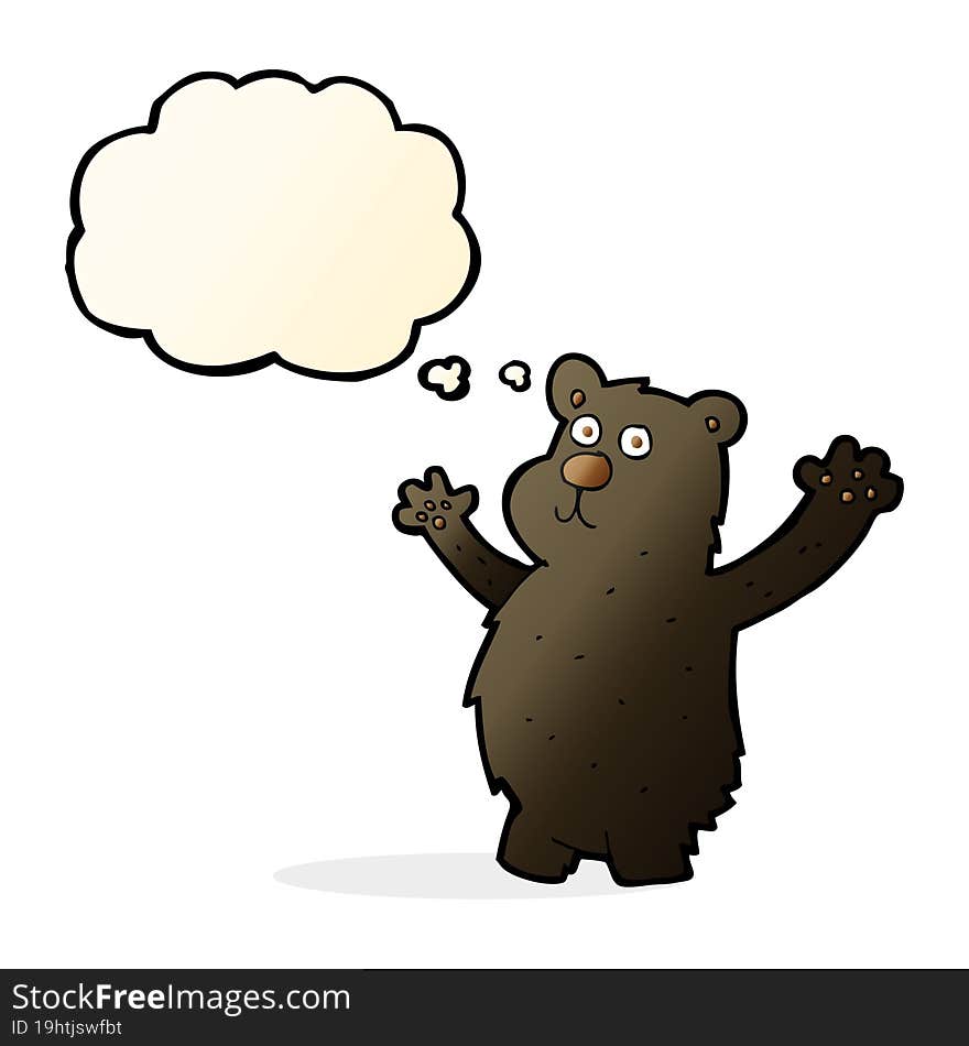 cartoon funny black bear with thought bubble