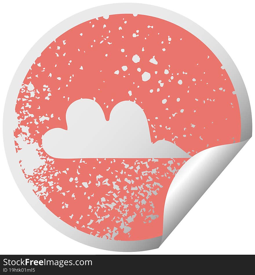 distressed circular peeling sticker symbol cloud