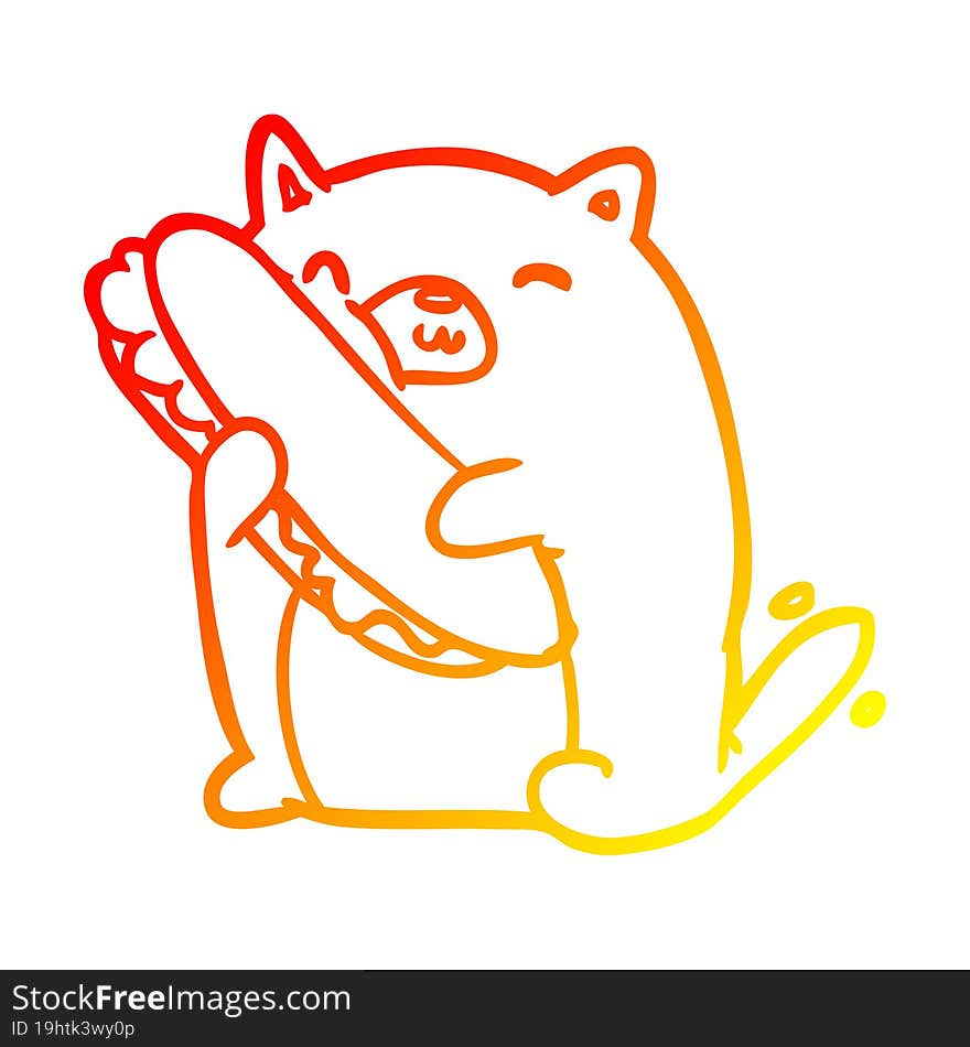 warm gradient line drawing cat loving the amazing sandwich he s just made for lunch