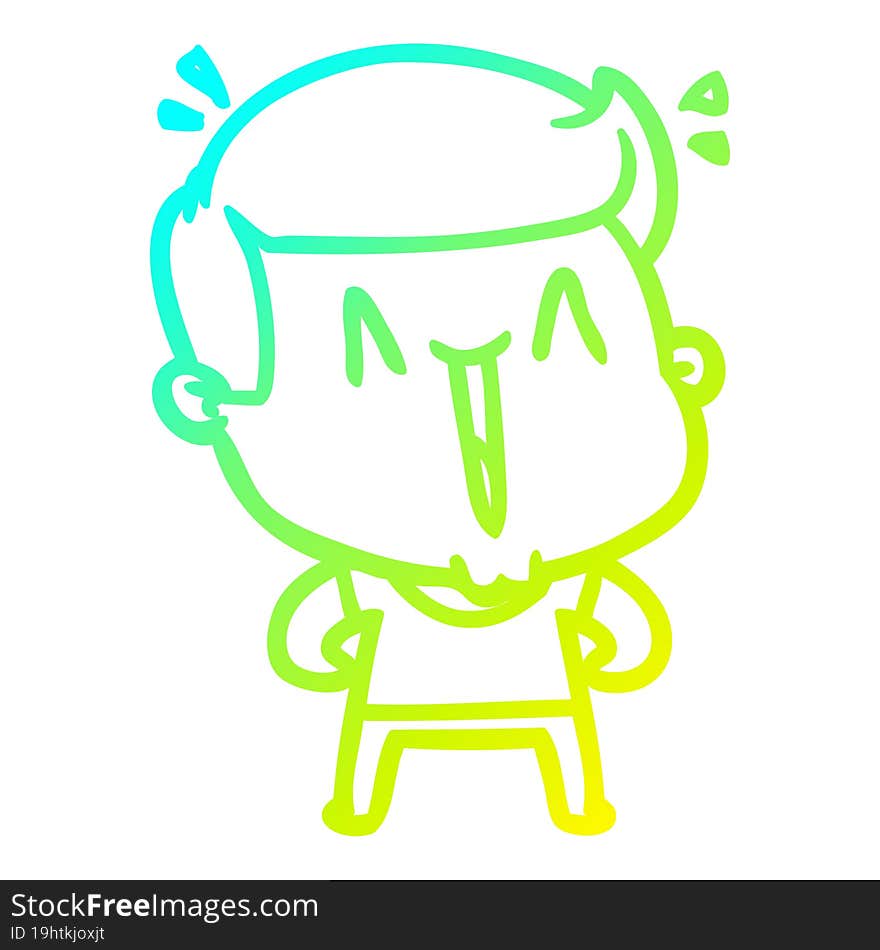 Cold Gradient Line Drawing Cartoon Excited Man